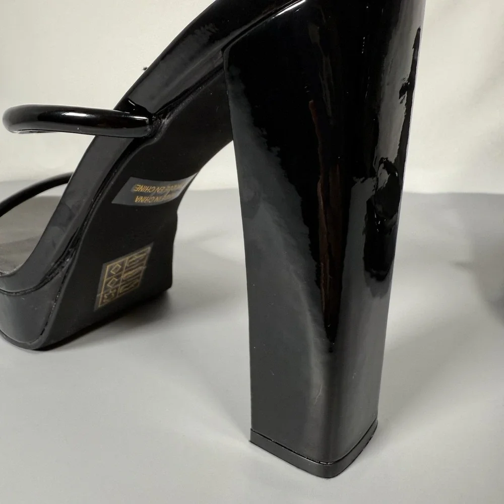 Jeffrey Campbell Hustler Platform‎ Heel Black Patent Leather 7.5